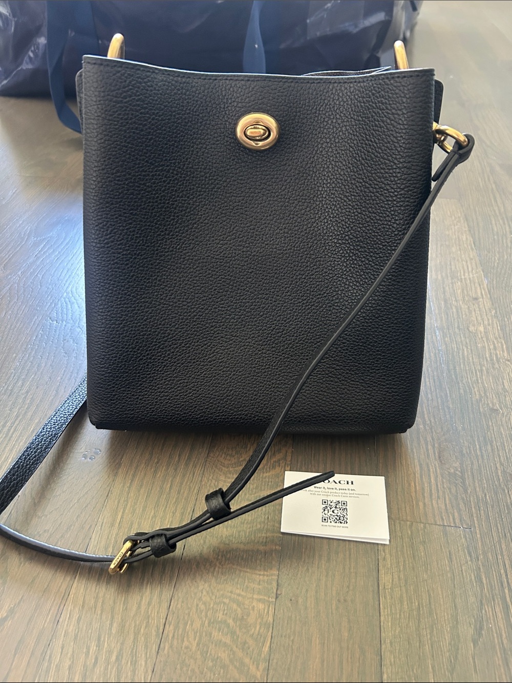 Coach Black Pebble Leather Crossbody with Gold Hardware